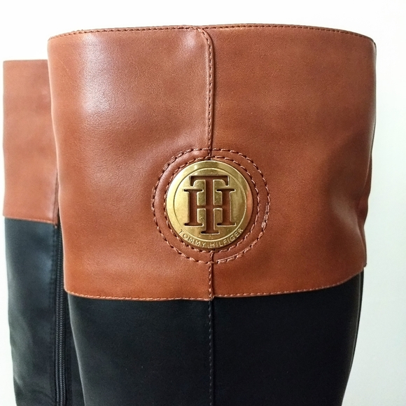 Tommy Hilfiger Black & Brown Fashion Riding Boots - Picture 2 of 11